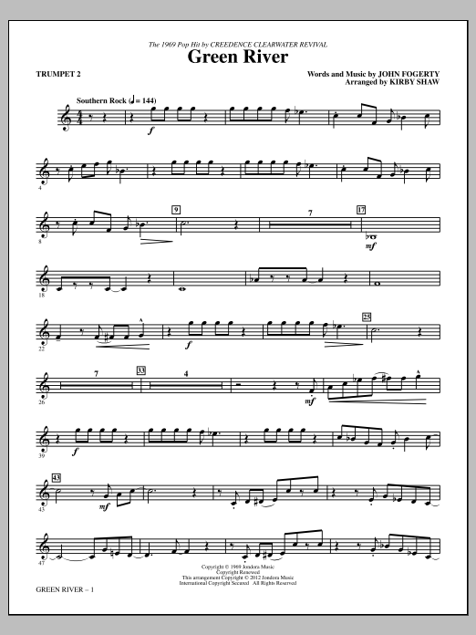 Download Kirby Shaw Green River - Trumpet 2 Sheet Music and learn how to play Choir Instrumental Pak PDF digital score in minutes