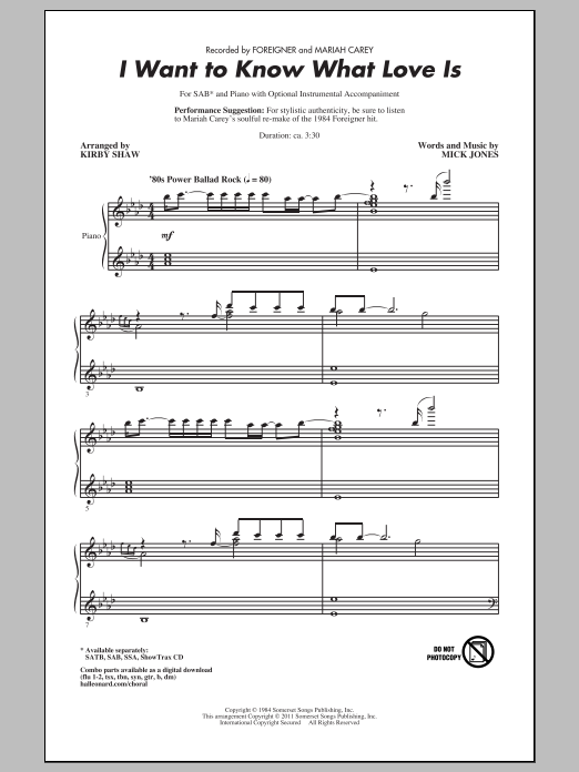 Download Kirby Shaw I Want To Know What Love Is Sheet Music and learn how to play SATB Choir PDF digital score in minutes
