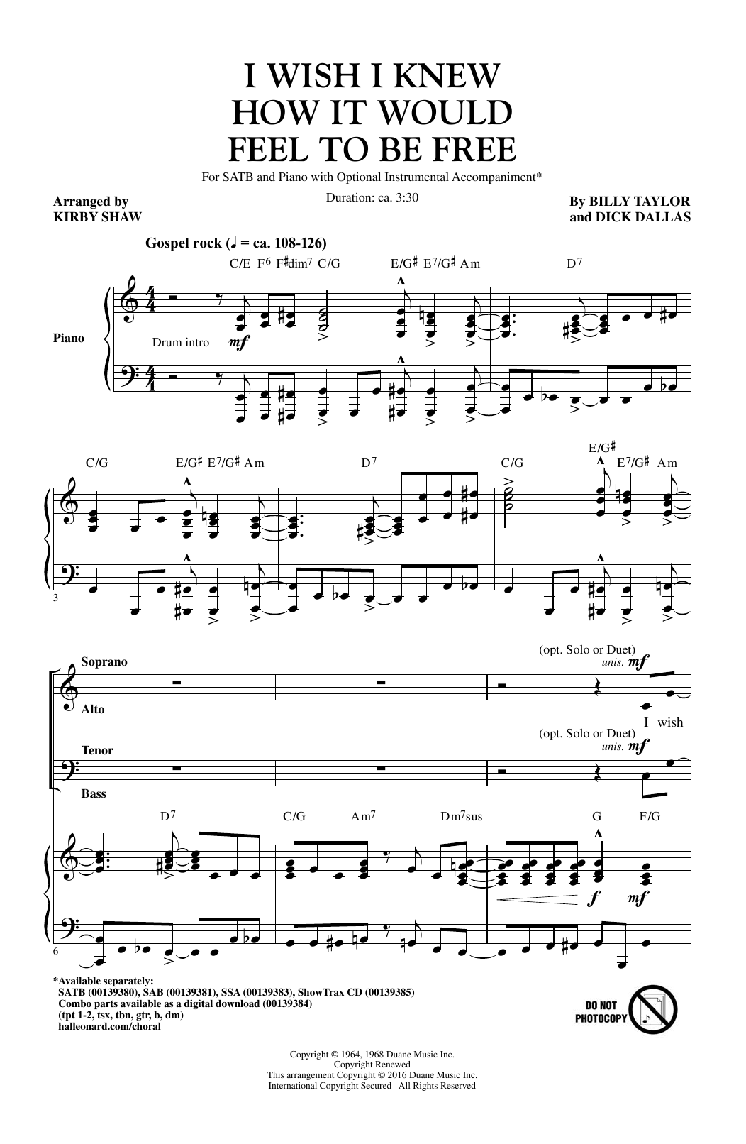 Download Kirby Shaw I Wish I Knew How It Would Feel To Be Free Sheet Music and learn how to play SSA PDF digital score in minutes