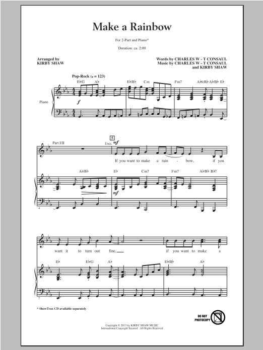 Download Kirby Shaw Make A Rainbow Sheet Music and learn how to play 2-Part Choir PDF digital score in minutes