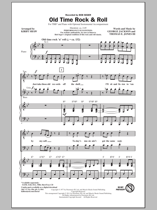 Download Kirby Shaw Old Time Rock & Roll Sheet Music and learn how to play TBB PDF digital score in minutes