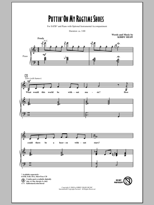 Download Kirby Shaw Puttin' On My Ragtime Shoes Sheet Music and learn how to play SSA Choir PDF digital score in minutes