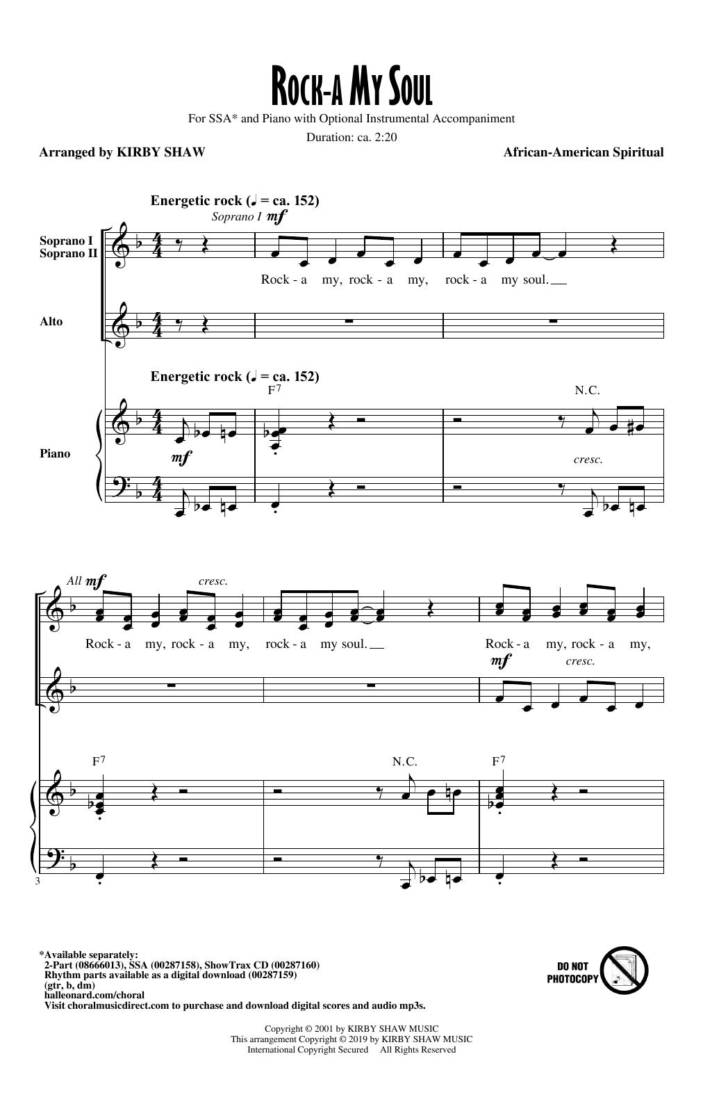 Download Kirby Shaw Rock-A-My Soul Sheet Music and learn how to play SSA Choir PDF digital score in minutes