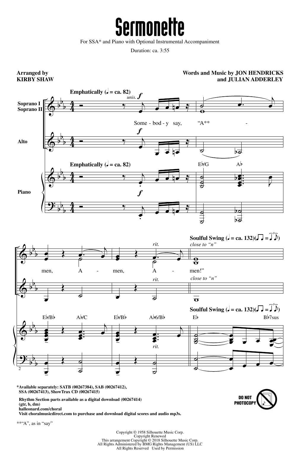 Download Kirby Shaw Sermonette Sheet Music and learn how to play SATB PDF digital score in minutes