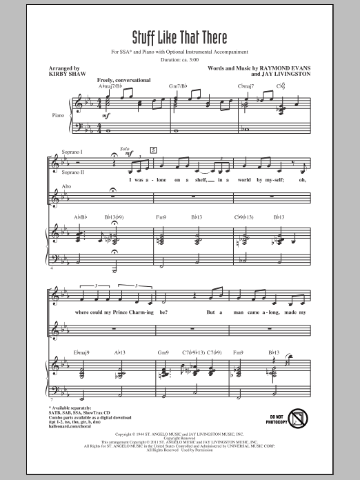 Download Bette Midler Stuff Like That There (arr. Kirby Shaw) Sheet Music and learn how to play SATB PDF digital score in minutes