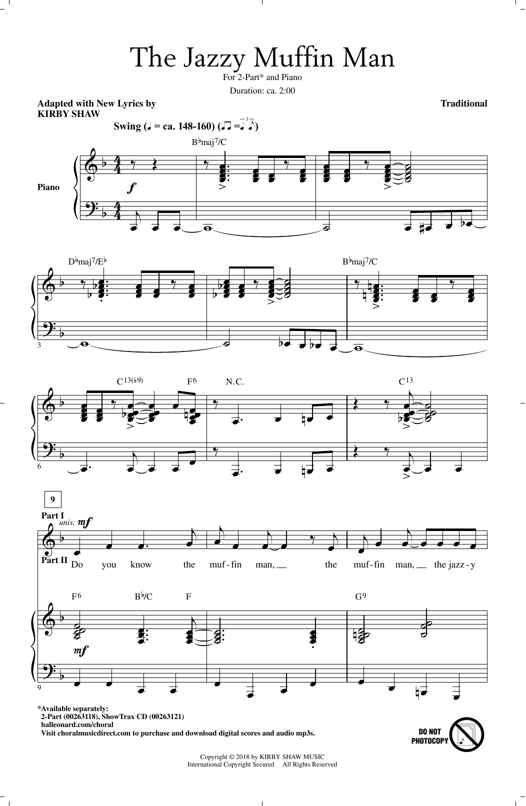 Download Kirby Shaw The Jazzy Muffin Man Sheet Music and learn how to play 2-Part Choir PDF digital score in minutes