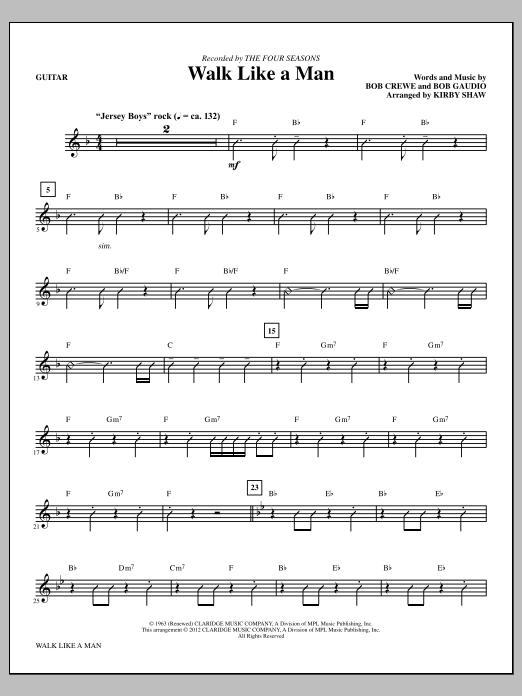 Download Kirby Shaw Walk Like A Man - Guitar Sheet Music and learn how to play Choir Instrumental Pak PDF digital score in minutes