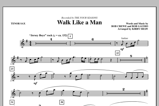 Download Kirby Shaw Walk Like A Man - Tenor Sax Sheet Music and learn how to play Choir Instrumental Pak PDF digital score in minutes