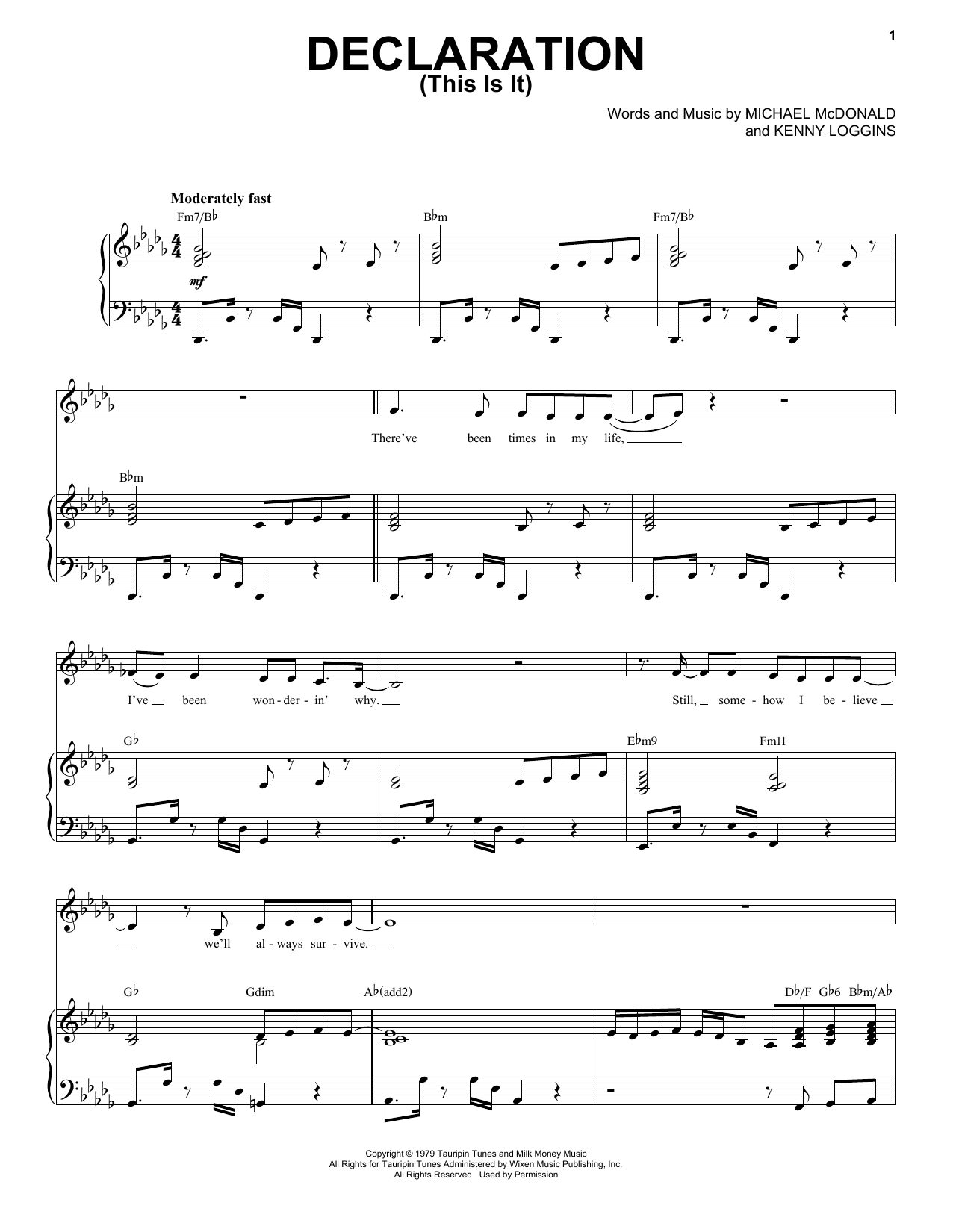 Download Kirk Franklin Declaration (This Is It) Sheet Music and learn how to play Piano & Vocal PDF digital score in minutes