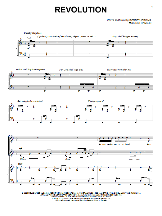 Download Kirk Franklin Revolution Sheet Music and learn how to play Piano, Vocal & Guitar (Right-Hand Melody) PDF digital score in minutes