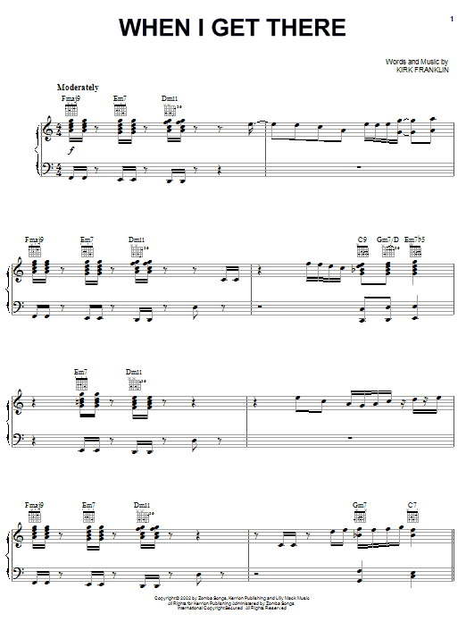 Download Kirk Franklin When I Get There Sheet Music and learn how to play Piano, Vocal & Guitar (Right-Hand Melody) PDF digital score in minutes