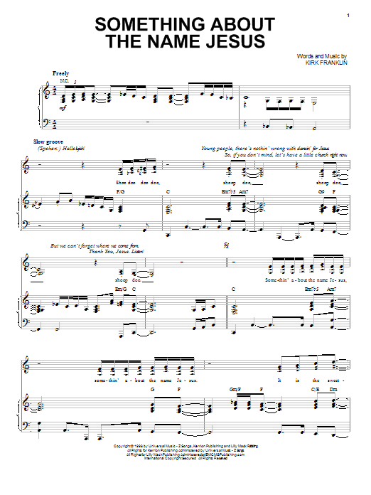 Kirk Franklin Something About The Name Jesus Sheet Music Notes Chords Piano Vocal Guitar Right Hand Melody Download Pop Pdf