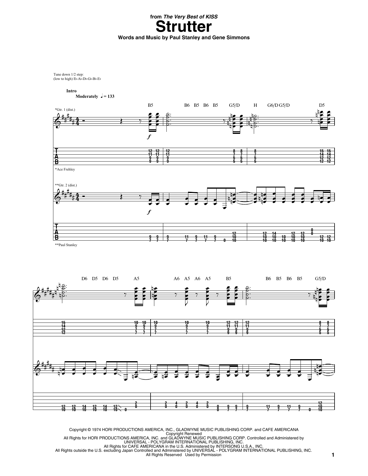 Download Kiss Strutter Sheet Music and learn how to play Drums Transcription PDF digital score in minutes