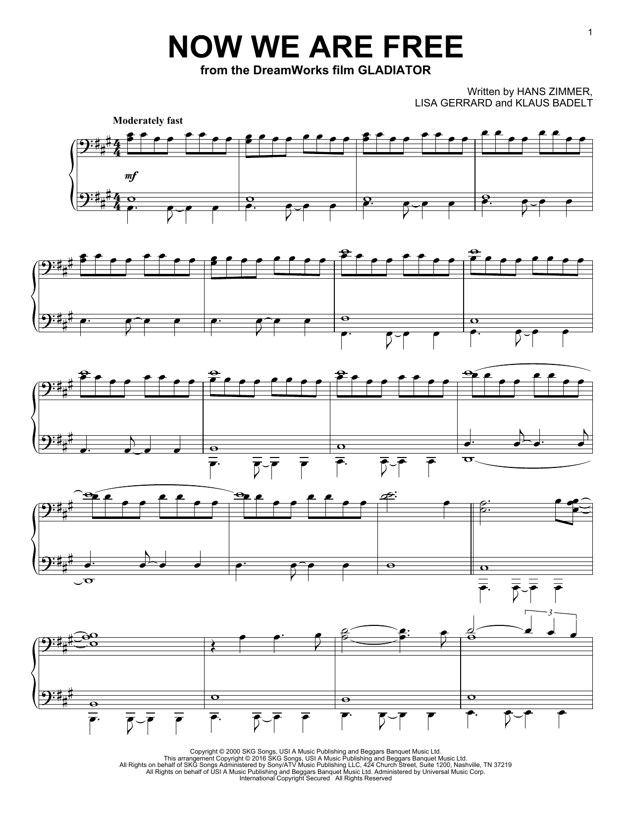 Download Klaus Badelt Now We Are Free Sheet Music and learn how to play Piano PDF digital score in minutes