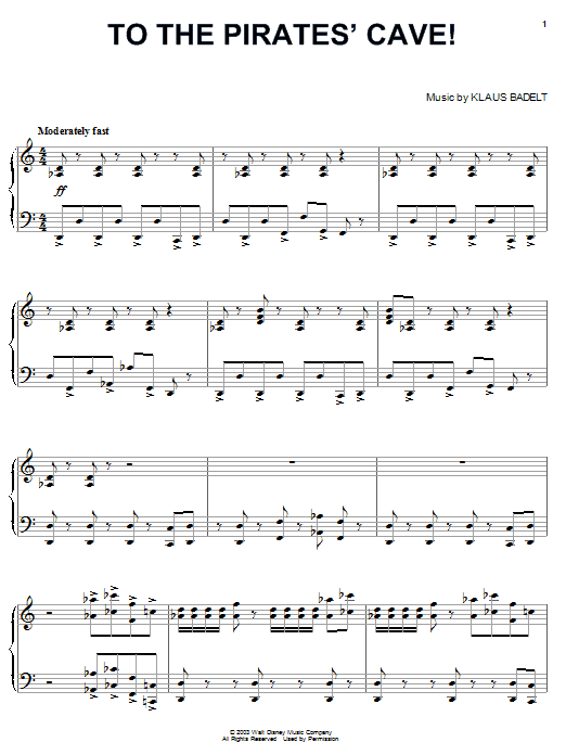 Download Klaus Badelt To The Pirate's Cave! Sheet Music and learn how to play Easy Piano PDF digital score in minutes