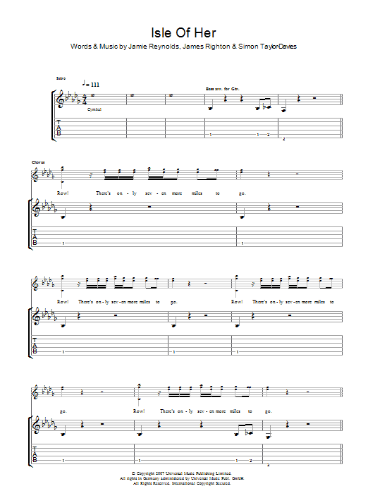 Download Klaxons Isle Of Her Sheet Music and learn how to play Guitar Tab PDF digital score in minutes