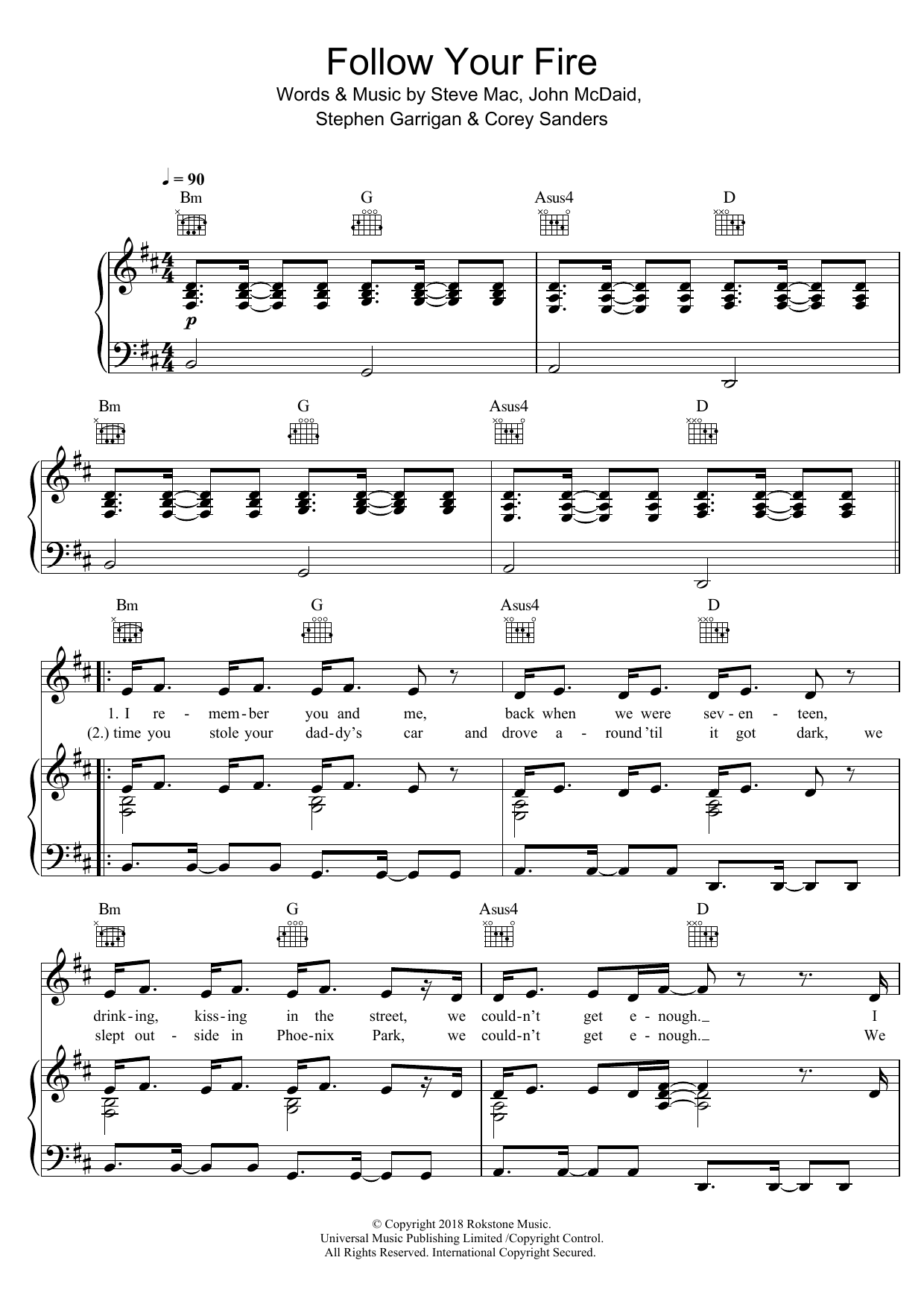 Download Kodaline Follow Your Fire Sheet Music and learn how to play Piano, Vocal & Guitar (Right-Hand Melody) PDF digital score in minutes