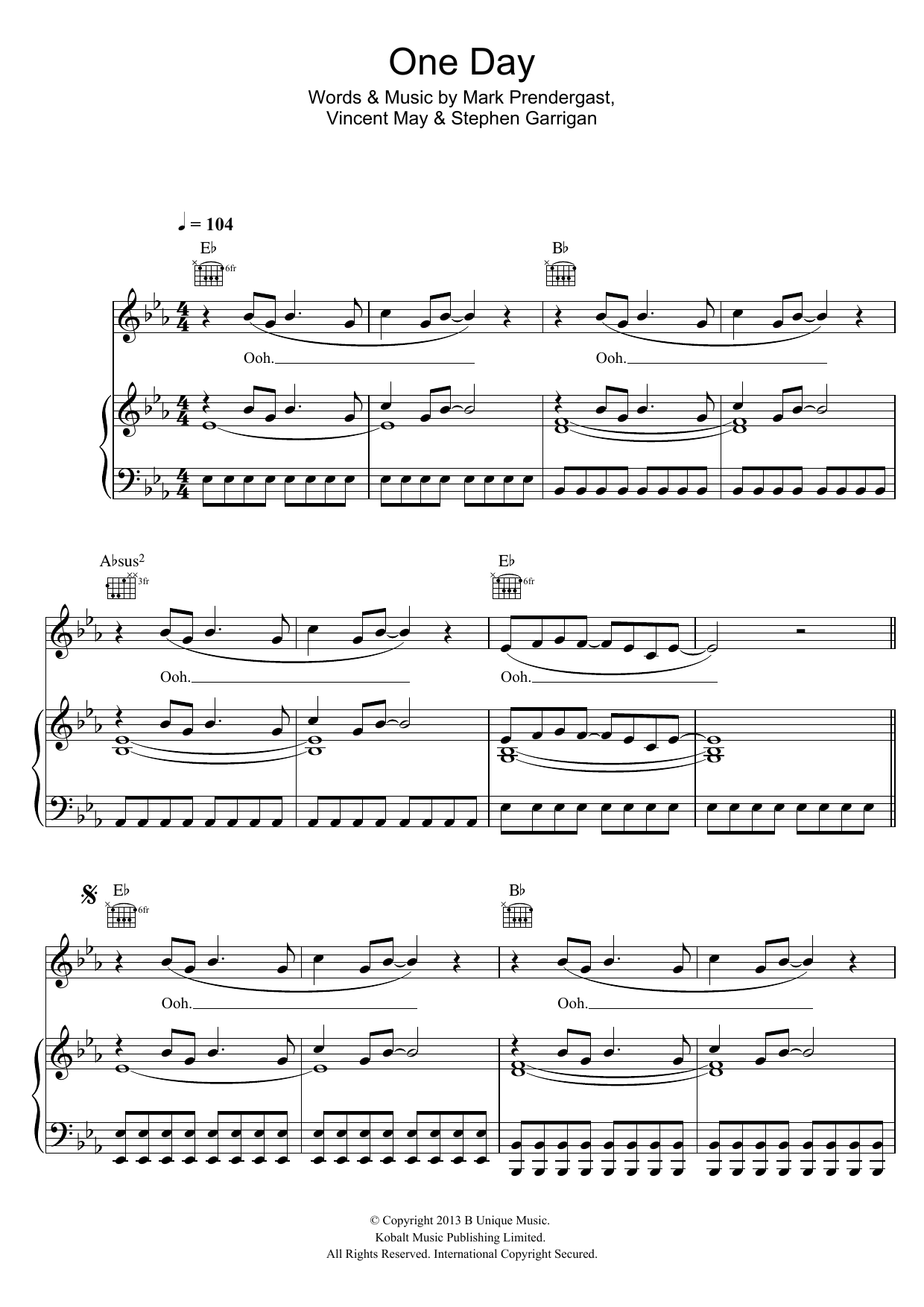 Download Kodaline One Day Sheet Music and learn how to play Piano, Vocal & Guitar (Right-Hand Melody) PDF digital score in minutes