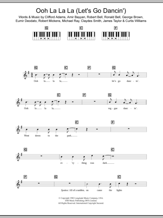 Download Kool And The Gang Ooh La La La (Let's Go Dancin') Sheet Music and learn how to play Keyboard PDF digital score in minutes