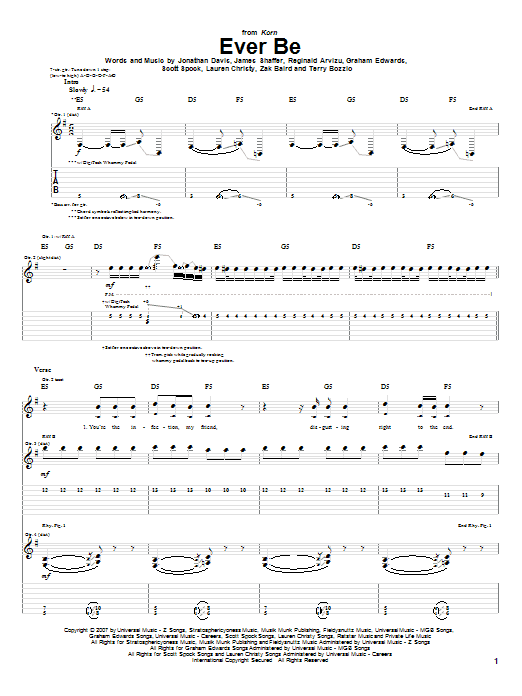 Download Korn Ever Be Sheet Music and learn how to play Guitar Tab PDF digital score in minutes