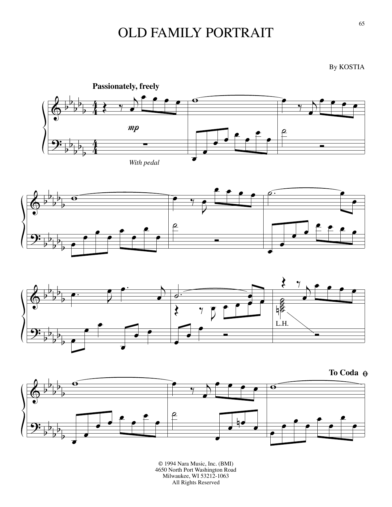 Download Kostia Old Family Portrait Sheet Music and learn how to play Piano Solo PDF digital score in minutes