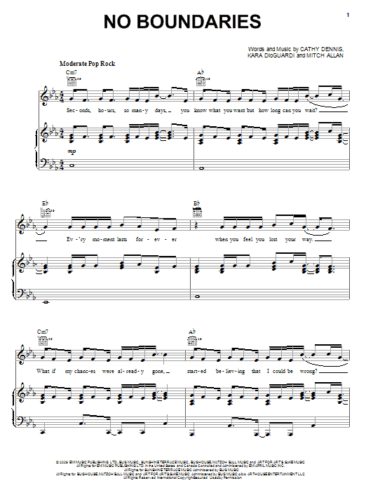 Download Kris Allen No Boundaries Sheet Music and learn how to play Piano, Vocal & Guitar (Right-Hand Melody) PDF digital score in minutes