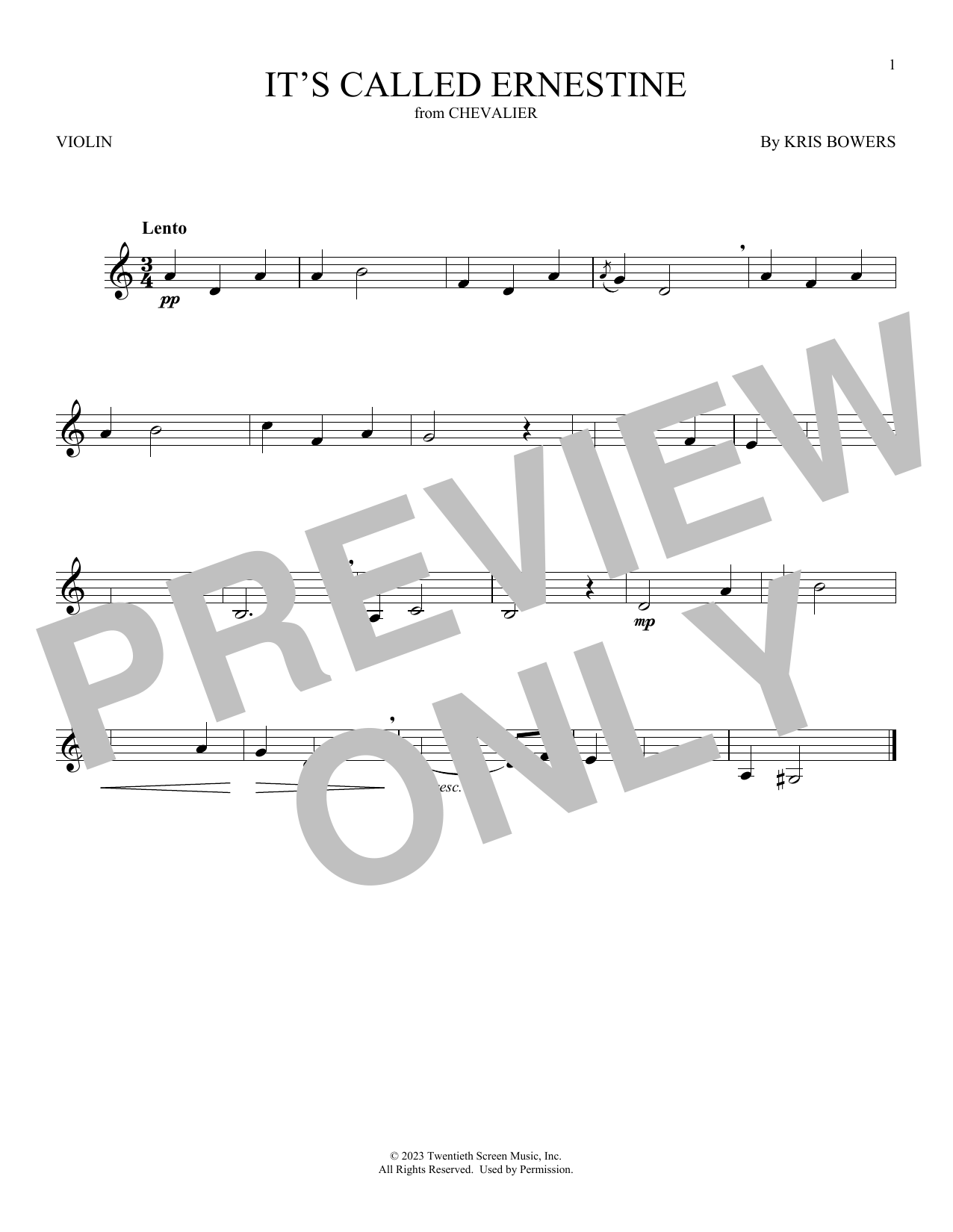 Download Kris Bowers It's Called Ernestine (from Chevalier) Sheet Music and learn how to play Violin Solo PDF digital score in minutes