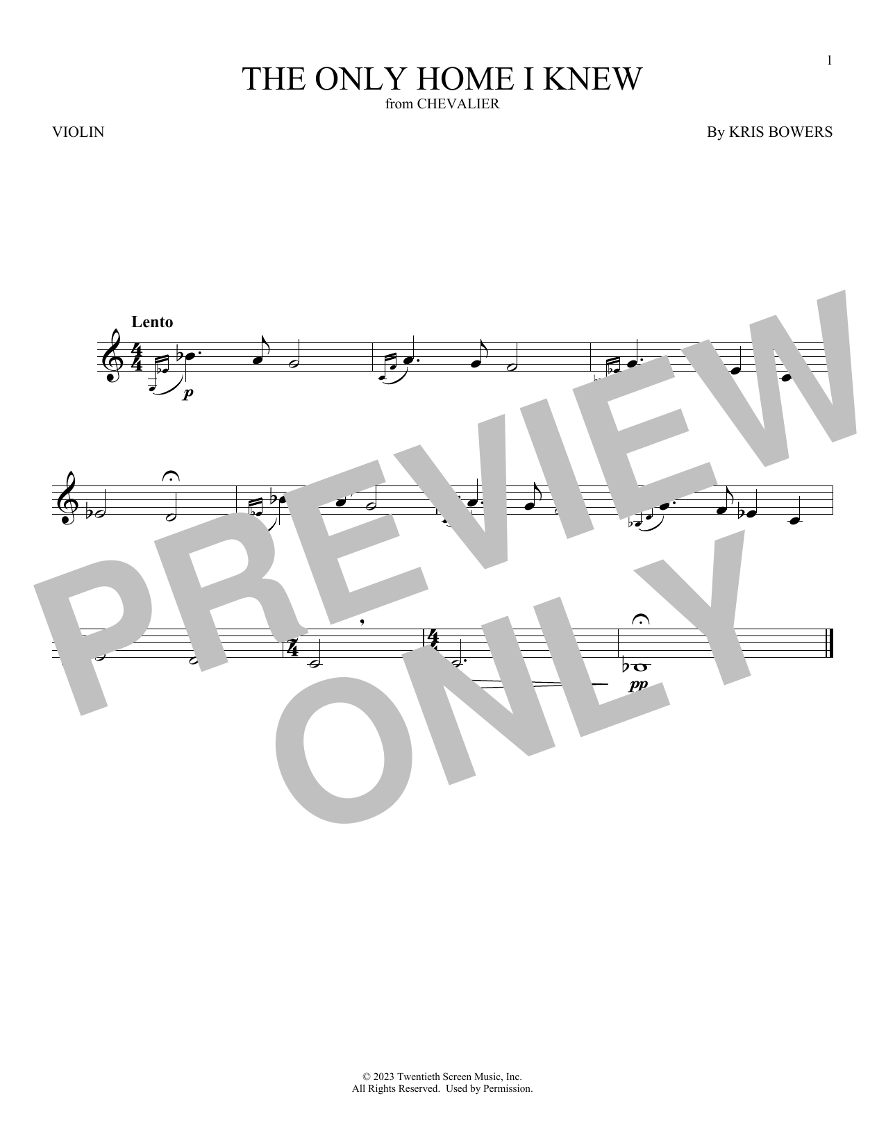 Download Kris Bowers The Only Home I Knew (from Chevalier) Sheet Music and learn how to play Violin Solo PDF digital score in minutes