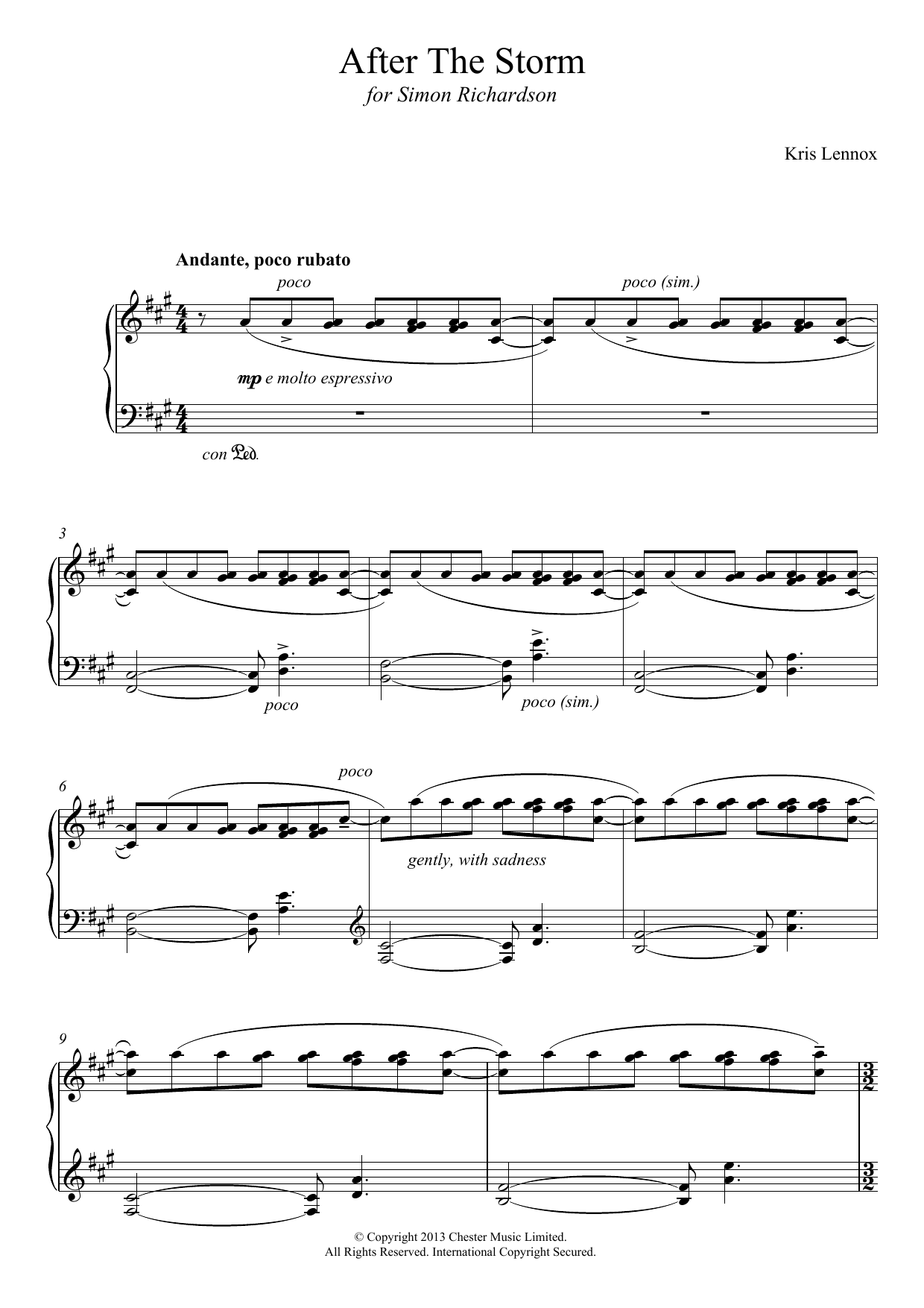 Download Kris Lennox After The Storm Sheet Music and learn how to play Piano PDF digital score in minutes