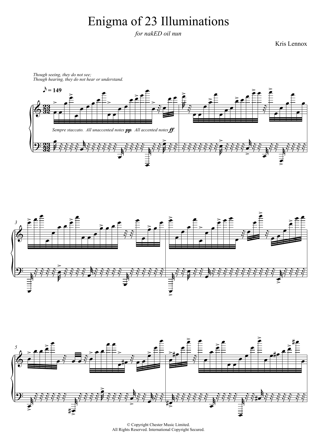 Download Kris Lennox Enigma of 23 Illuminations Sheet Music and learn how to play Piano PDF digital score in minutes