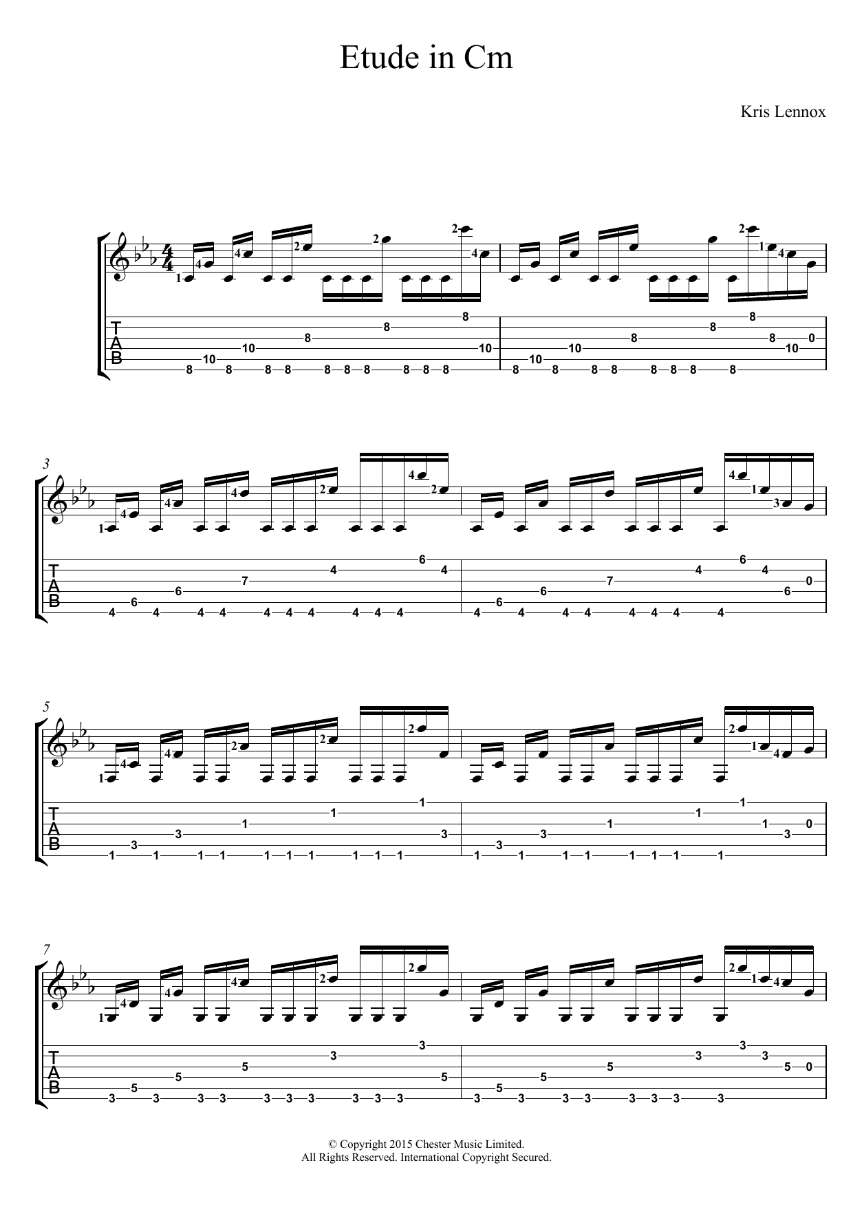 Download Kris Lennox Etude In Cm Sheet Music and learn how to play Guitar Tab PDF digital score in minutes