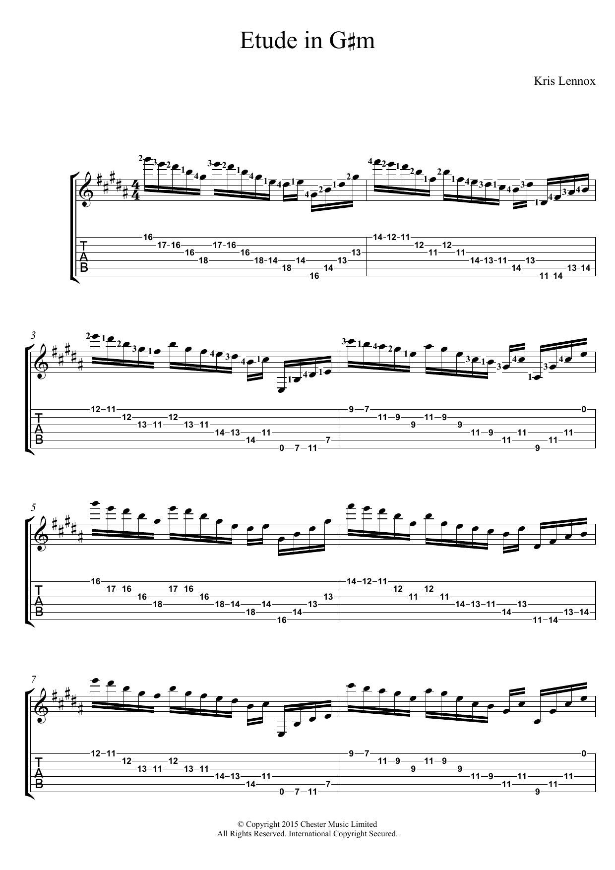 Download Kris Lennox Etude In G#m Sheet Music and learn how to play Guitar Tab PDF digital score in minutes