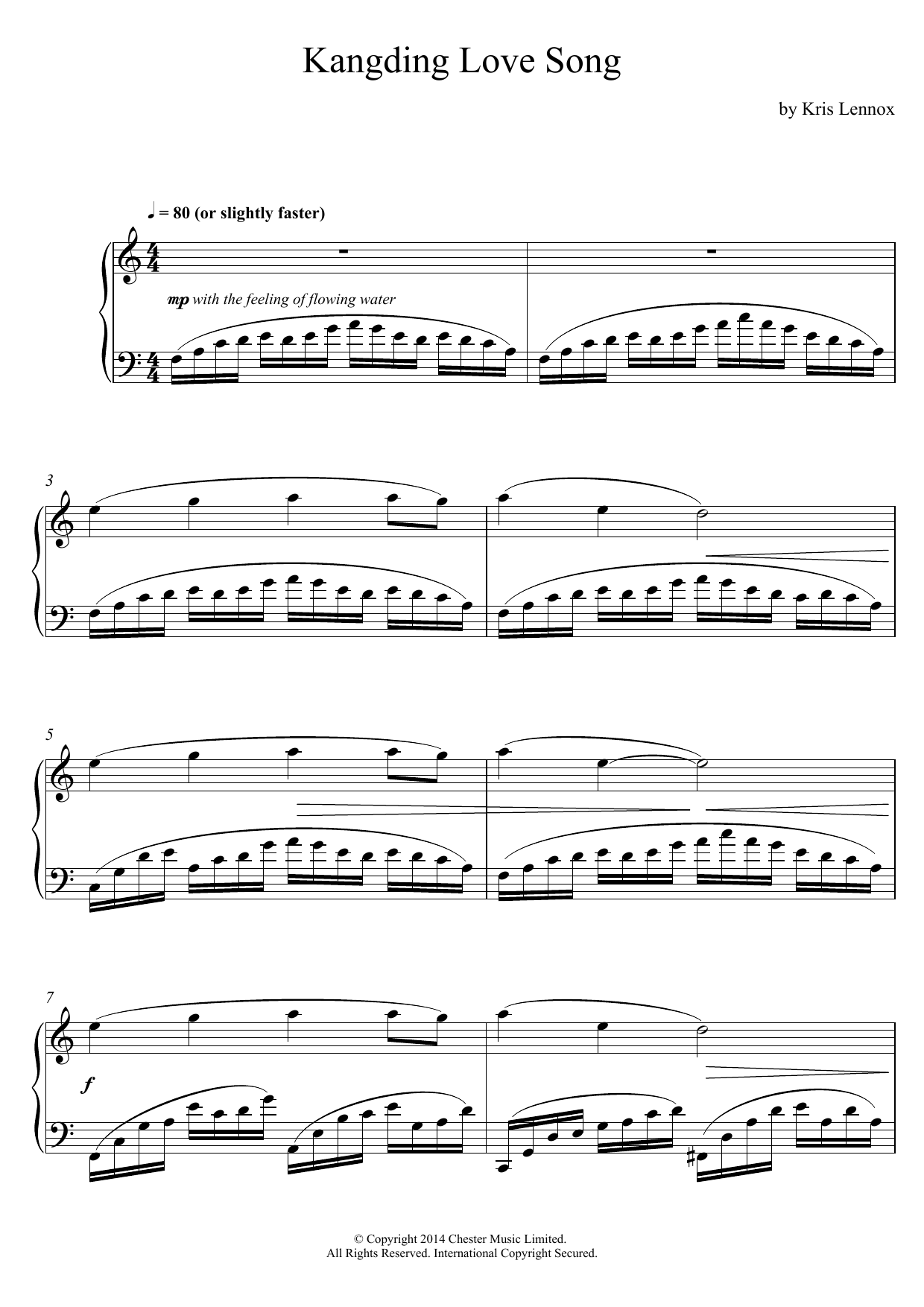 Download Kris Lennox Kangding Love Song Sheet Music and learn how to play Piano PDF digital score in minutes