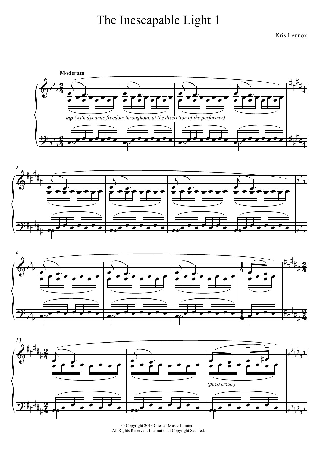 Download Kris Lennox The Inescapable Light #1 Sheet Music and learn how to play Piano PDF digital score in minutes