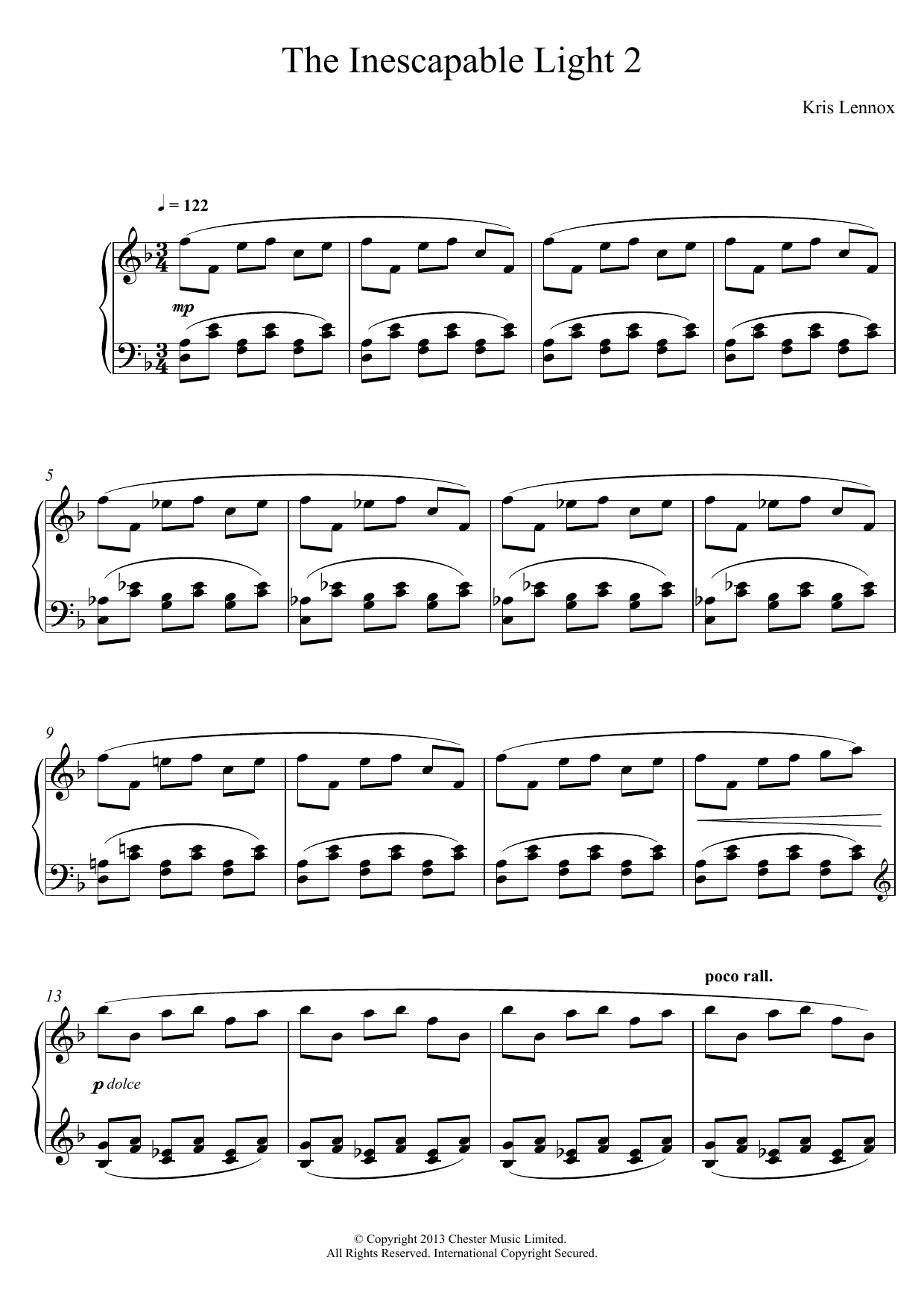 Download Kris Lennox The Inescapable Light #2 Sheet Music and learn how to play Piano PDF digital score in minutes