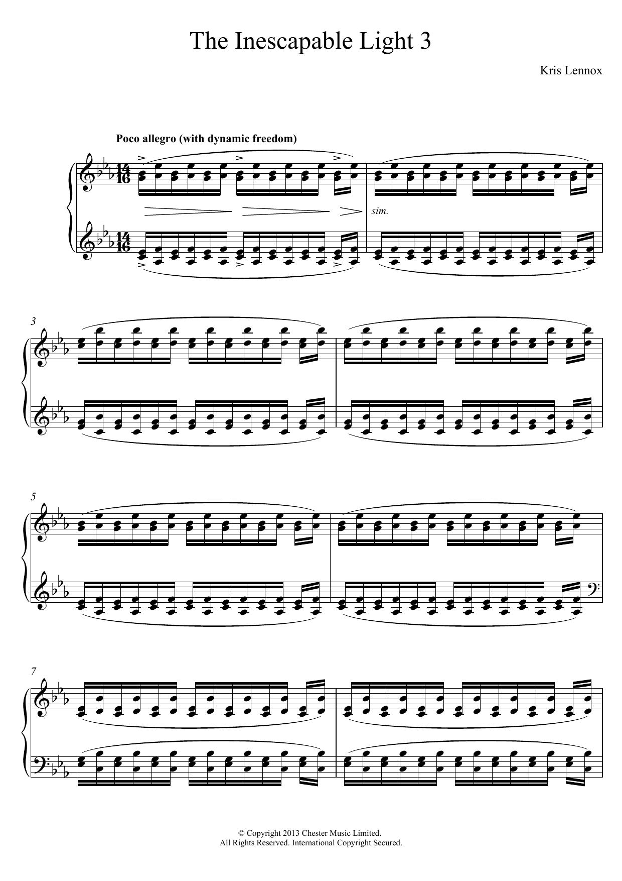Download Kris Lennox The Inescapable Light #3 Sheet Music and learn how to play Piano PDF digital score in minutes
