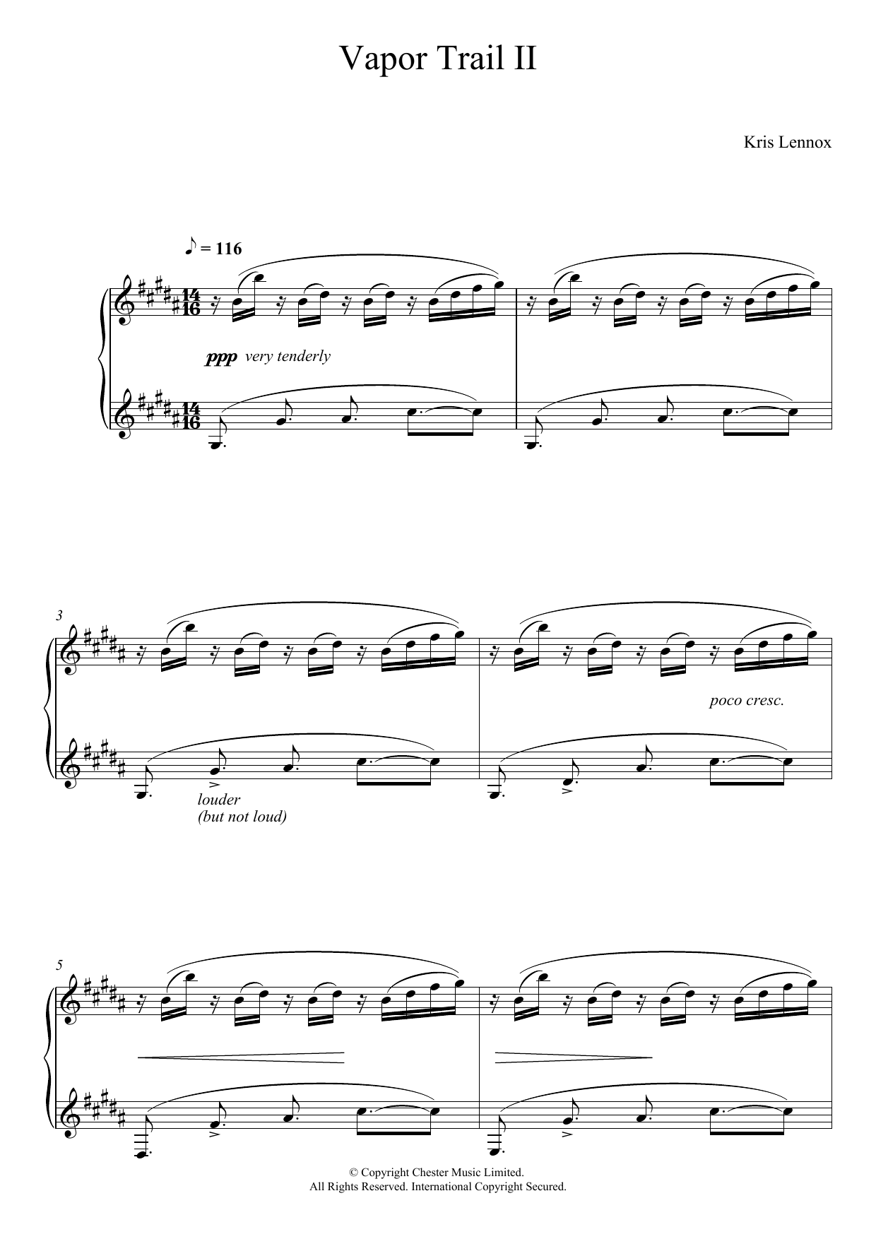 Download Kris Lennox Vapor Trail II Sheet Music and learn how to play Piano PDF digital score in minutes