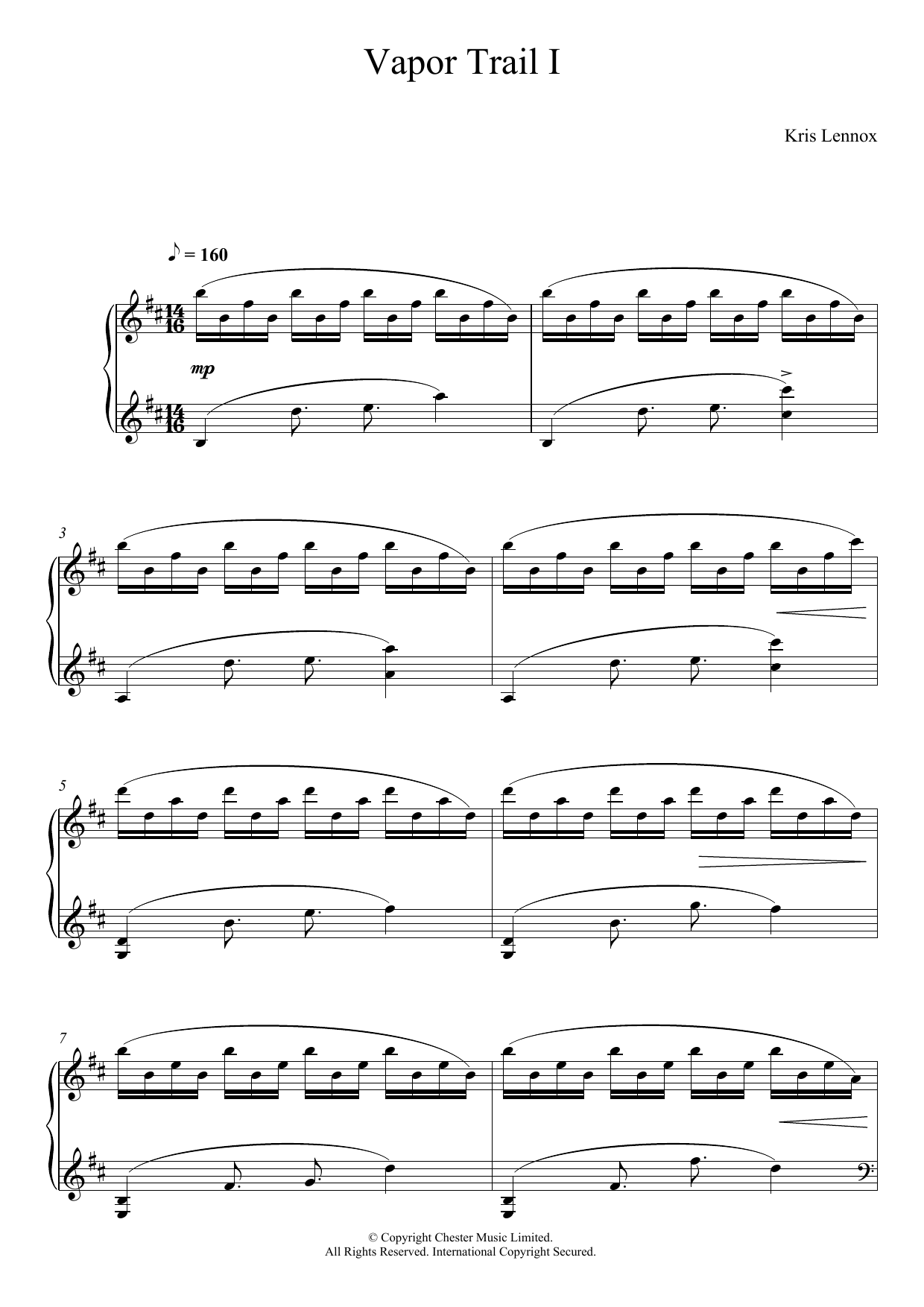 Download Kris Lennox Vapor Trails I Sheet Music and learn how to play Piano PDF digital score in minutes