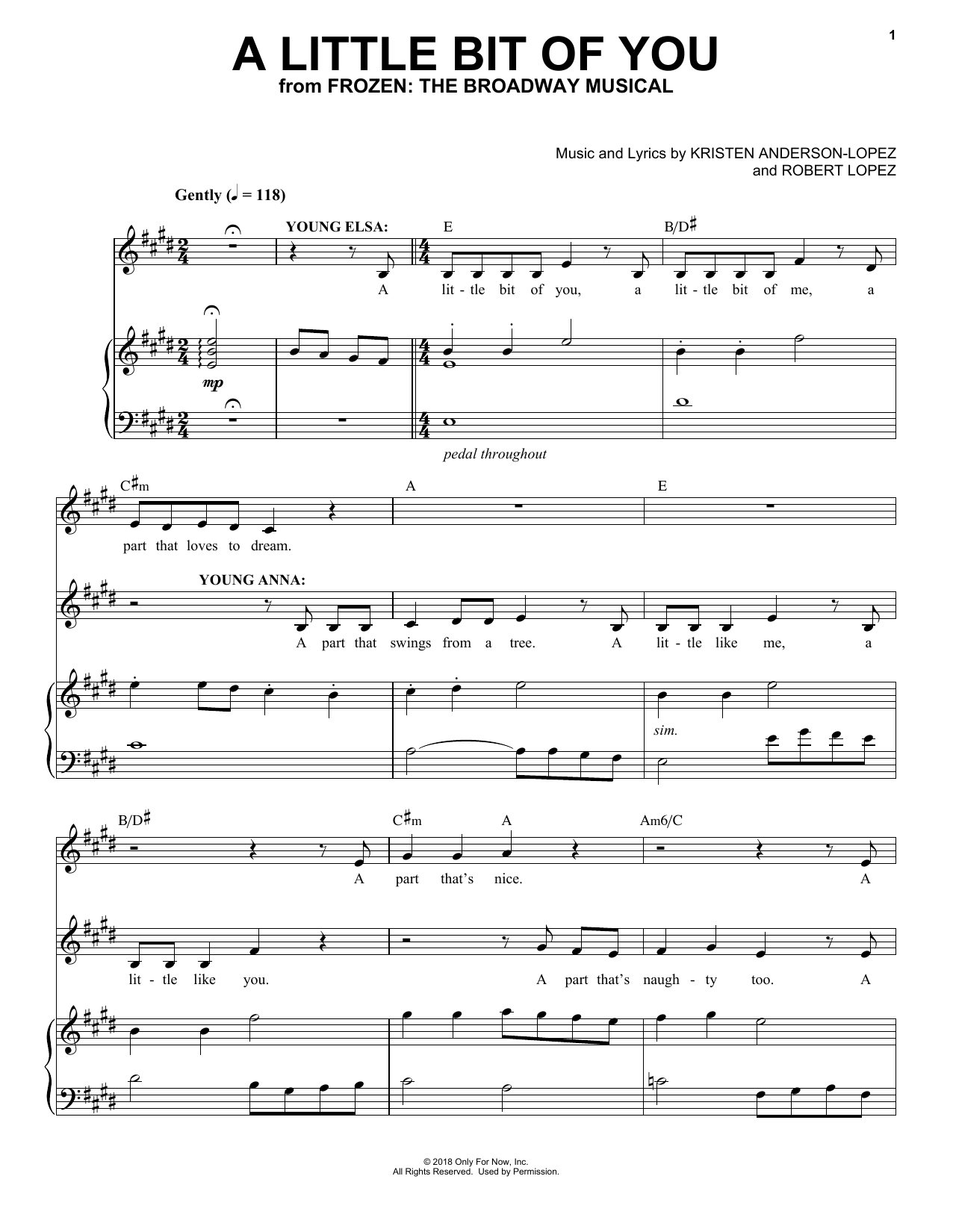 Download Kristen Anderson-Lopez & Robert Lopez A Little Bit Of You (from Frozen: The Broadway Musical) Sheet Music and learn how to play Easy Piano PDF digital score in minutes