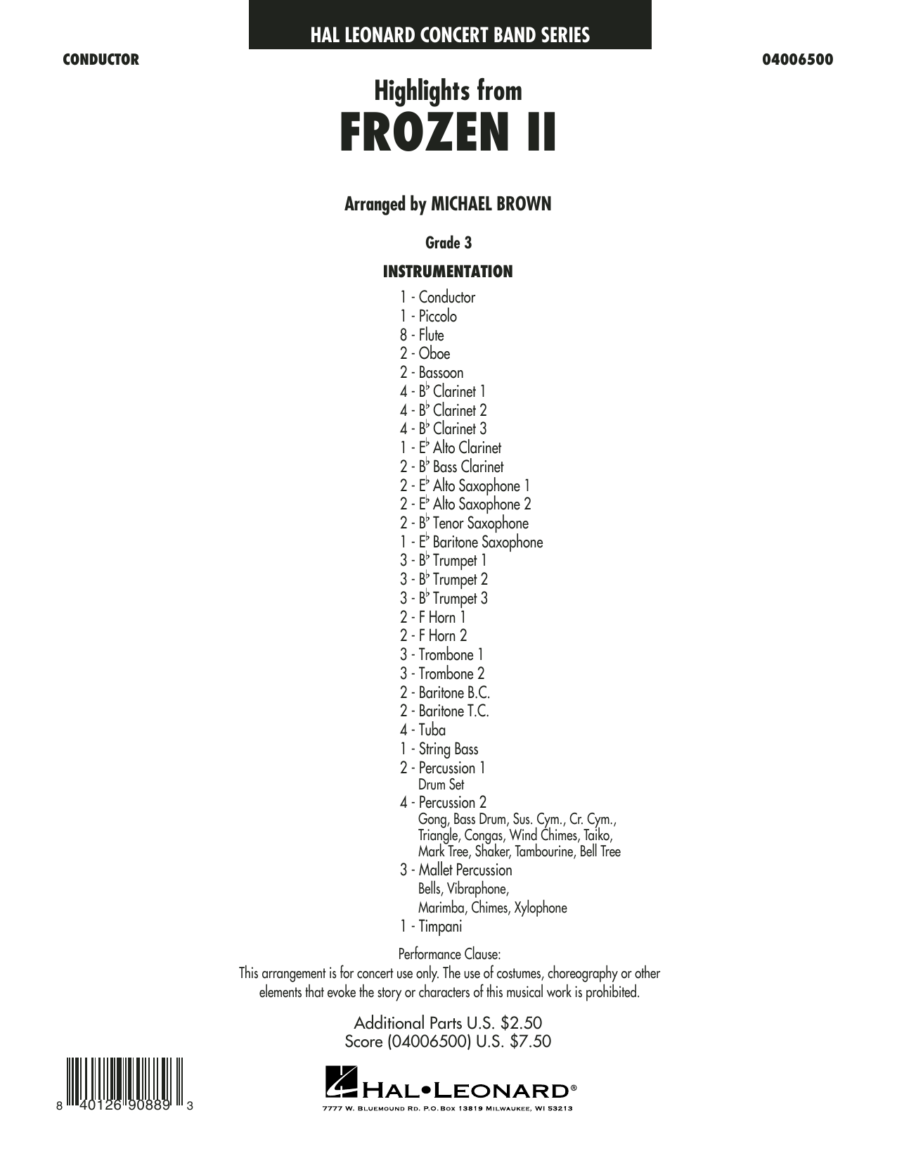 Download Kristen Anderson-Lopez & Robert Lopez Highlights from Disney's Frozen 2 (arr. Michael Brown) - Conductor Score (Full S Sheet Music and learn how to play Concert Band PDF digital score in minutes