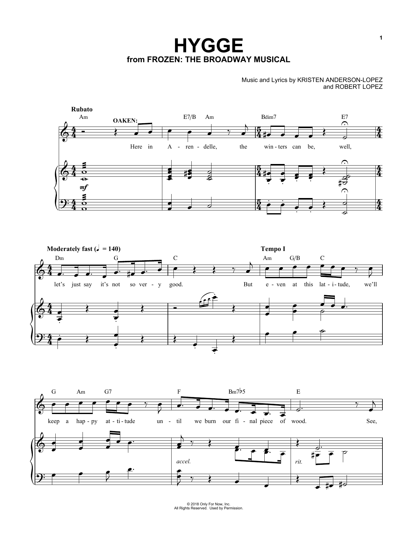 Download Kristen Anderson-Lopez & Robert Lopez Hygge Sheet Music and learn how to play Piano & Vocal PDF digital score in minutes