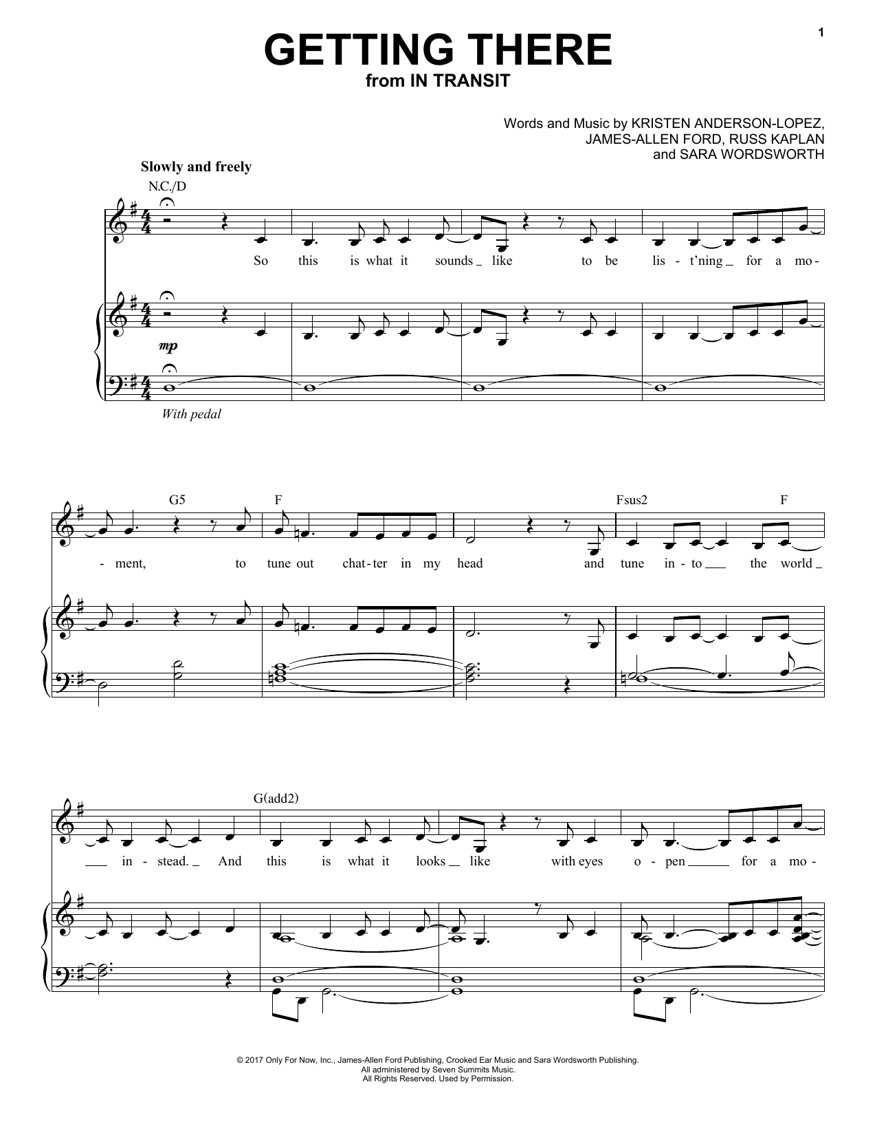 Download Kristen Anderson-Lopez Getting There Sheet Music and learn how to play Piano, Vocal & Guitar (Right-Hand Melody) PDF digital score in minutes