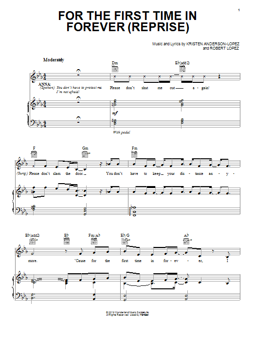 Download Kristen Anderson-Lopez For The First Time In Forever (Reprise) Sheet Music and learn how to play Voice PDF digital score in minutes