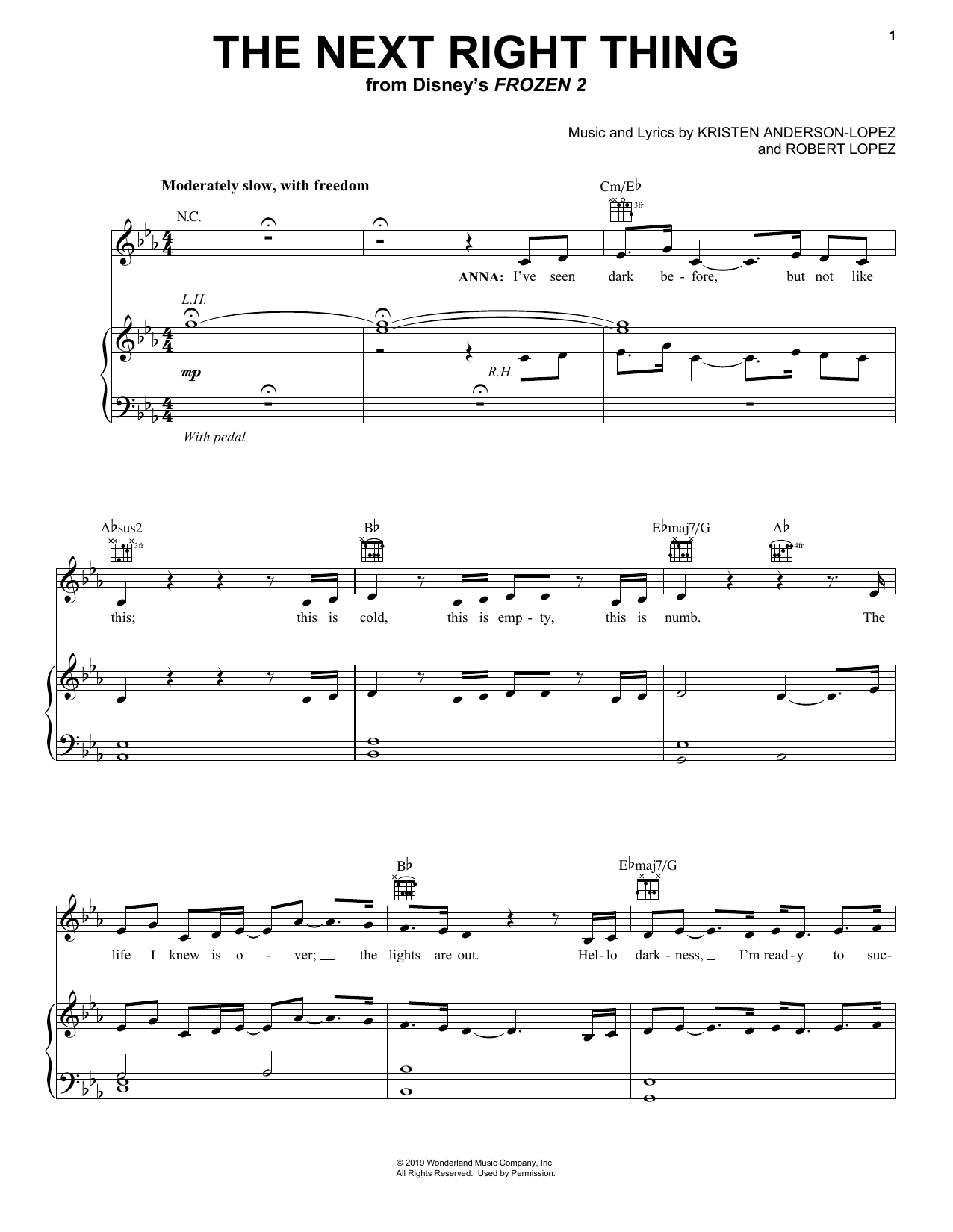 Download Kristen Bell The Next Right Thing (from Disney's Frozen 2) Sheet Music and learn how to play Super Easy Piano PDF digital score in minutes