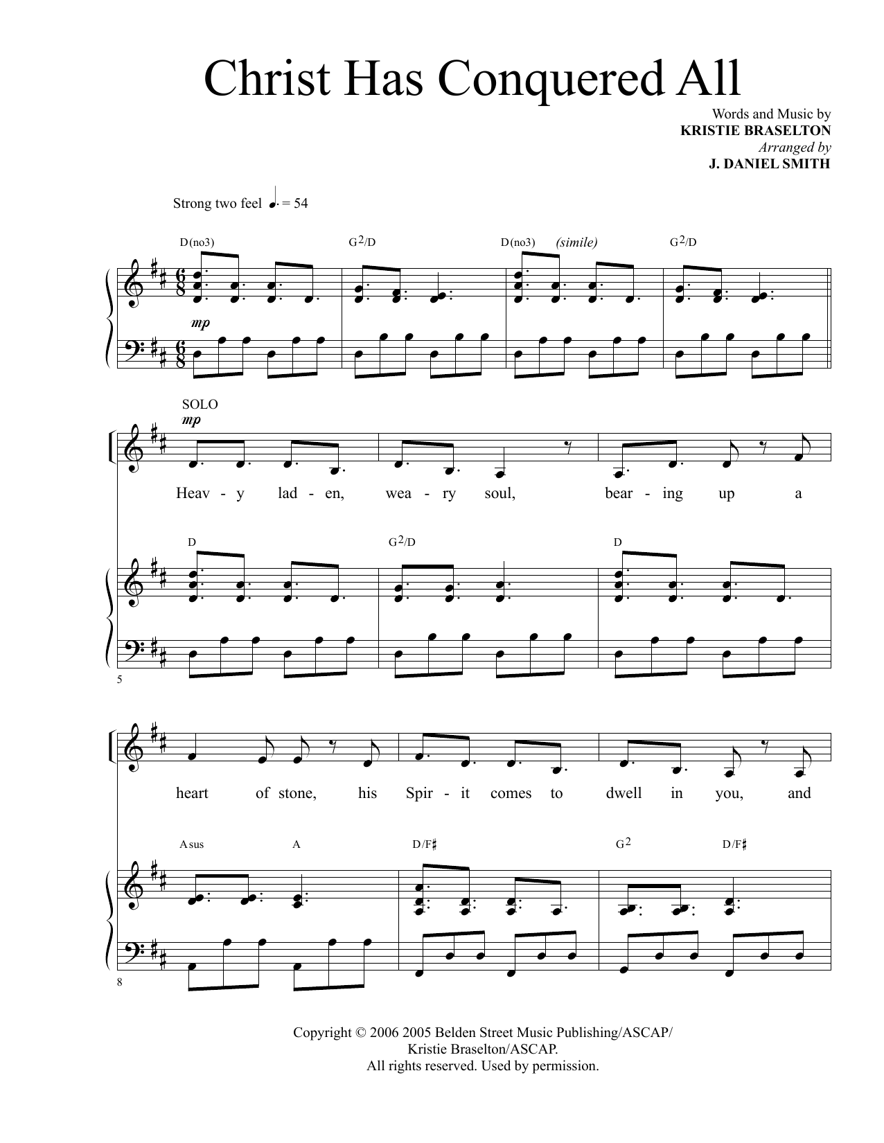 Download Kristie Braselton Christ Has Conquered All (arr. J. Daniel Smith) Sheet Music and learn how to play SATB Choir PDF digital score in minutes