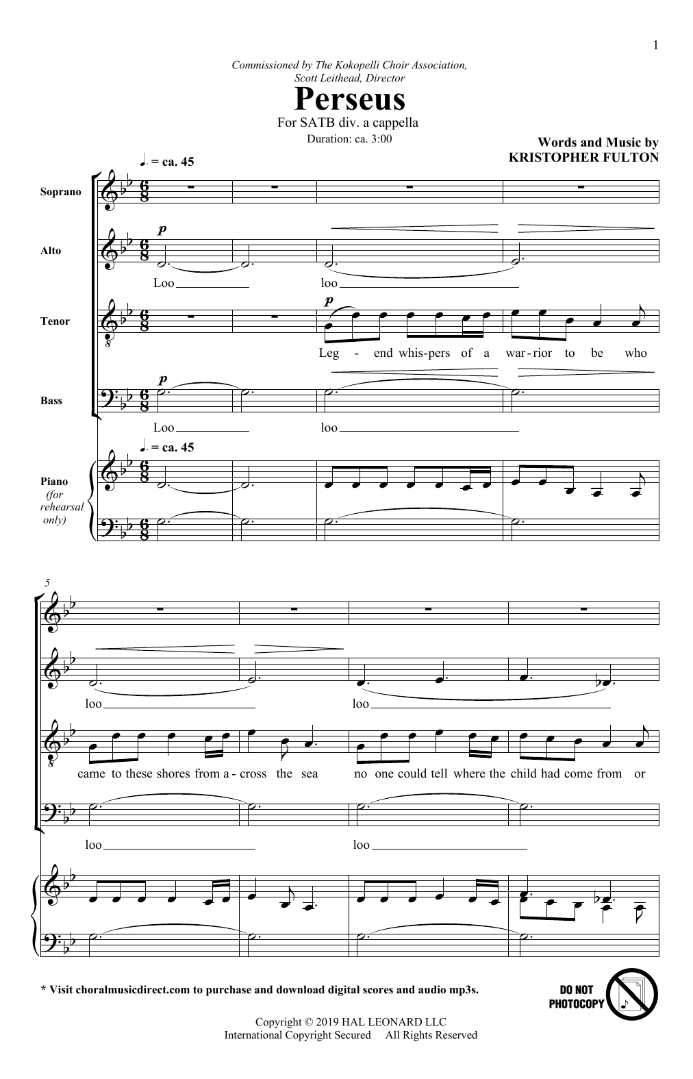 Download Kristopher Fulton Perseus Sheet Music and learn how to play SATB Choir PDF digital score in minutes