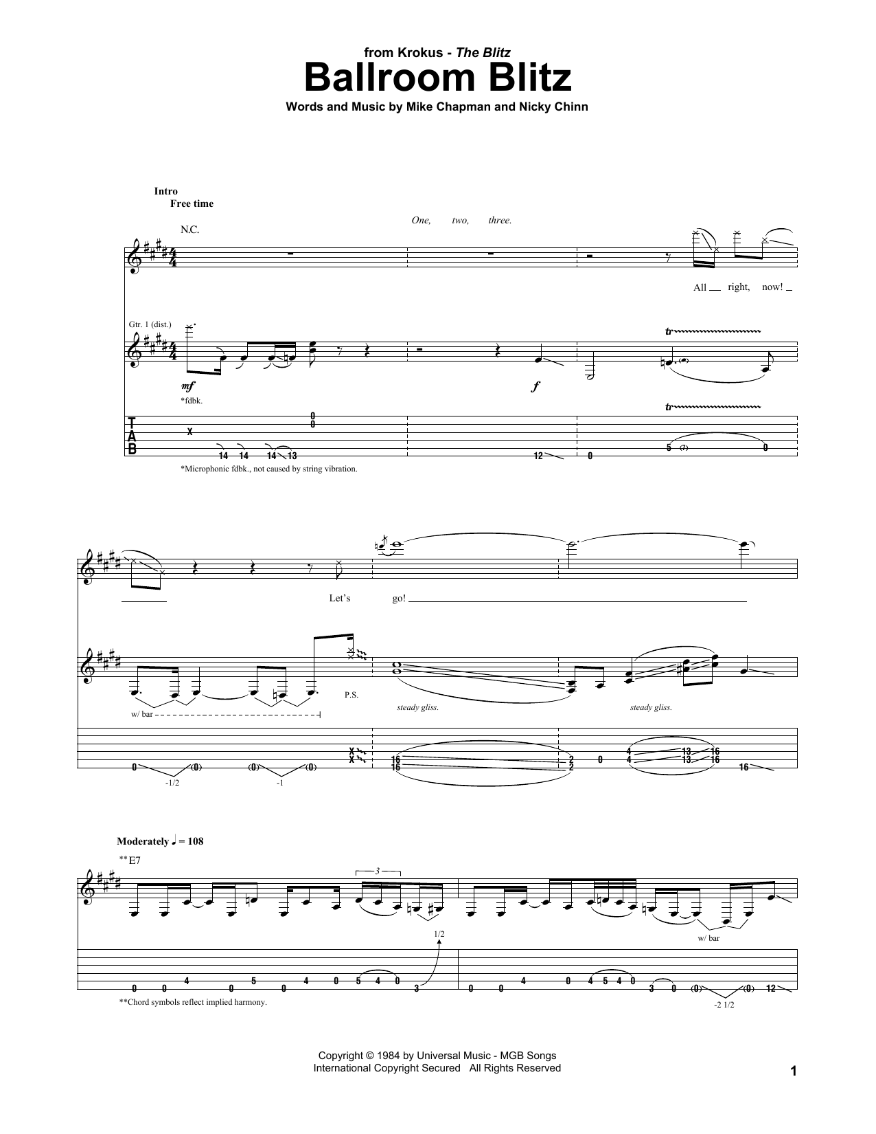 Download Sweet Ballroom Blitz Sheet Music and learn how to play Guitar Tab PDF digital score in minutes