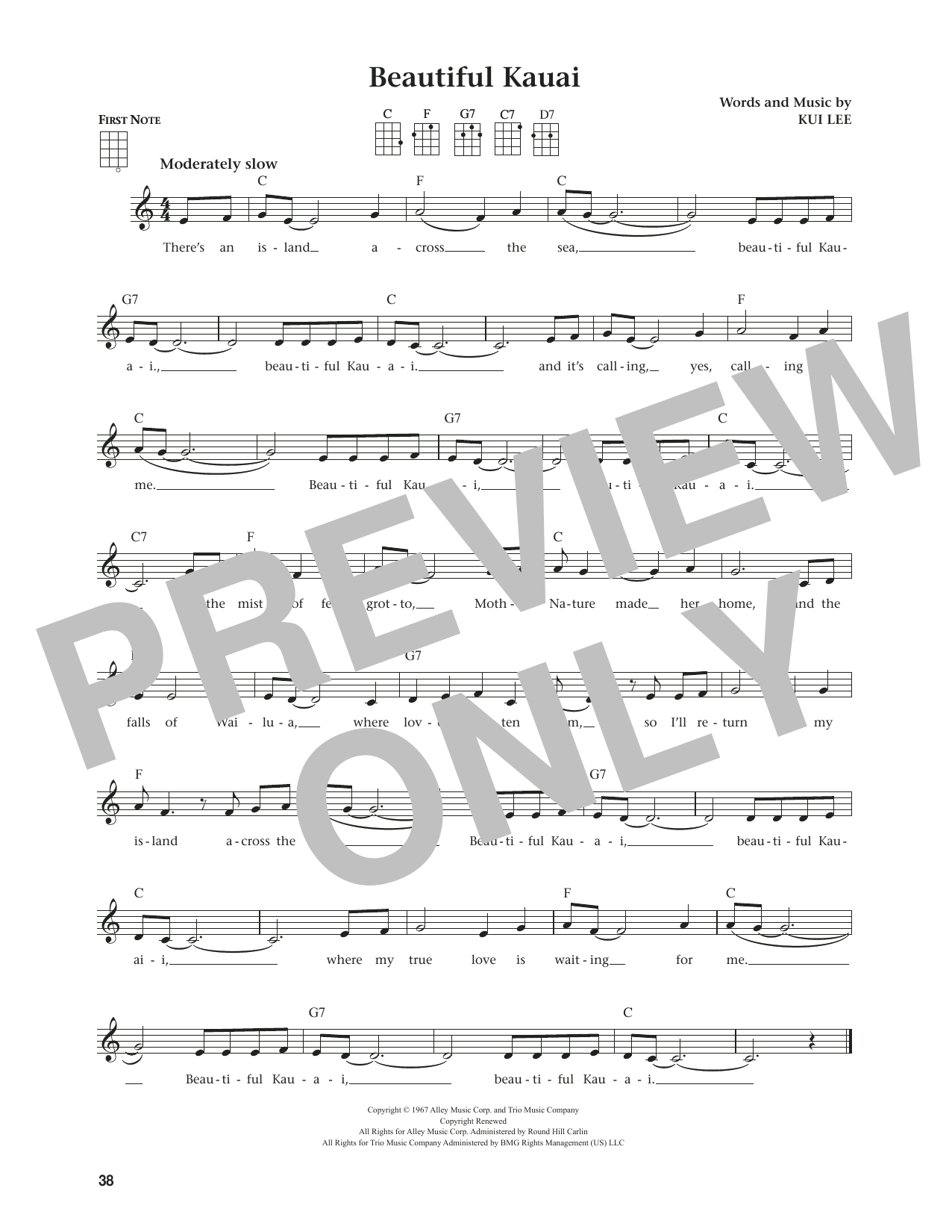 Download Kui Lee Beautiful Kauai (from The Daily Ukulele) (arr. Jim Beloff) Sheet Music and learn how to play Ukulele PDF digital score in minutes