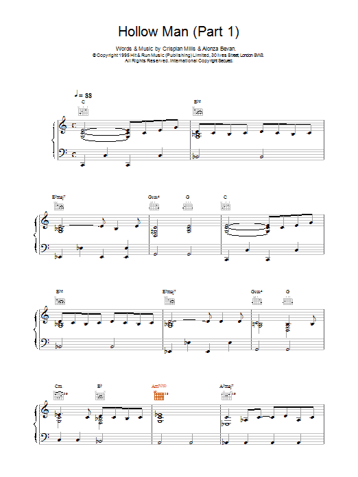 Download Kula Shaker Hollow Man (Part 1) Sheet Music and learn how to play Piano, Vocal & Guitar (Right-Hand Melody) PDF digital score in minutes