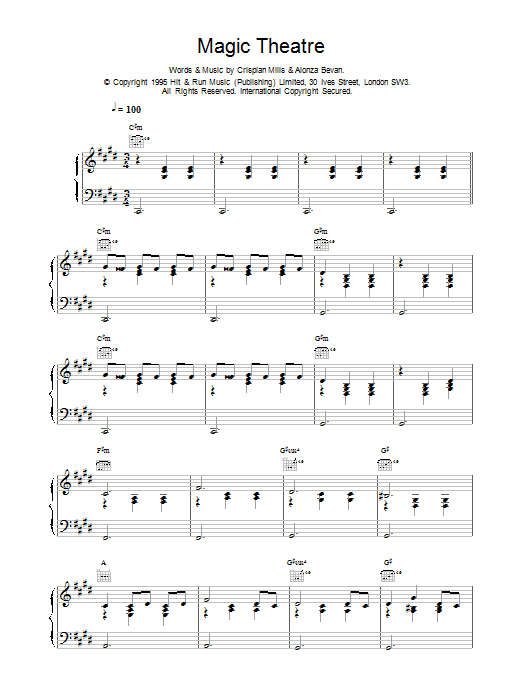 Download Kula Shaker Magic Theatre Sheet Music and learn how to play Piano, Vocal & Guitar (Right-Hand Melody) PDF digital score in minutes